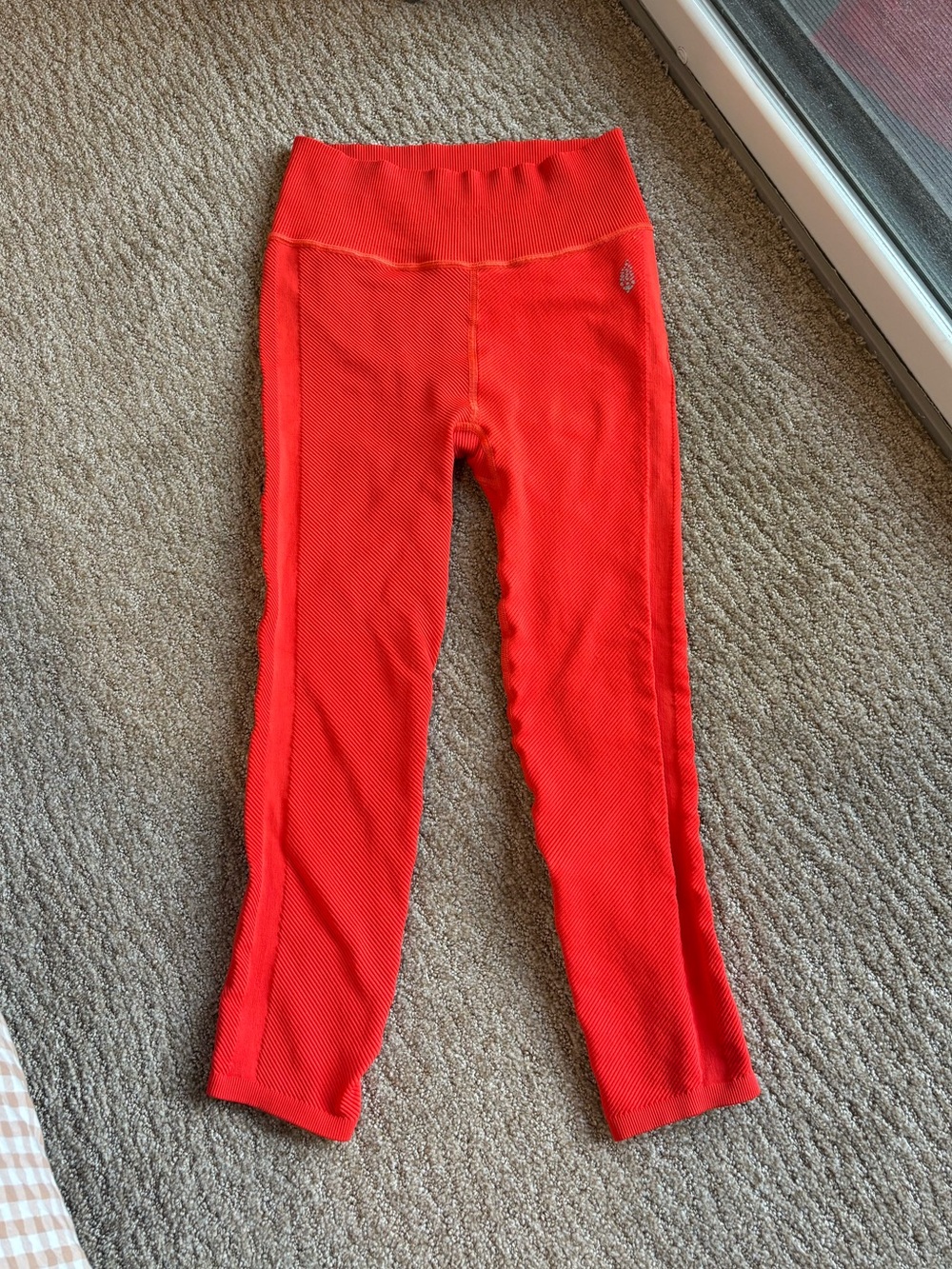 Free People Movement Orange Ribbed Leggings Pilates Yoga Activewear Athleisure
